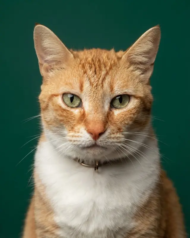 Magazine Cover style render of a ginger and white cat named Clementine