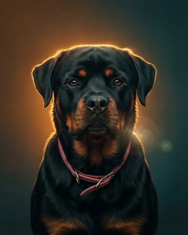 Movie Poster style render of a rottweiler named Boofa