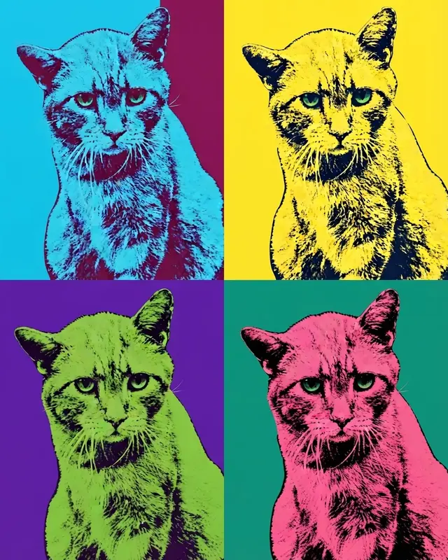 Pop Art Quad style render of a ginger cat named Truman