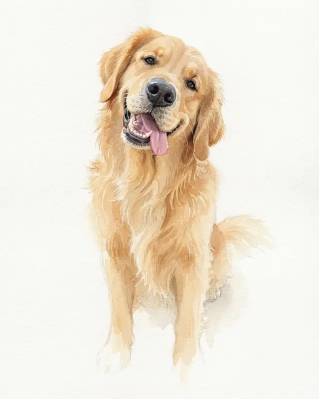 Soft Watercolor style render of a golden retriever