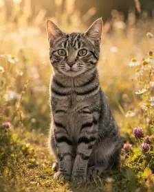 A tabby cat as a Golden Meadow portrait