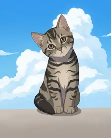 A tabby kitten as an Anime Cel portrait