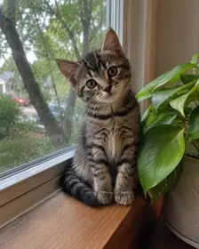 A tabby kitten, the photo