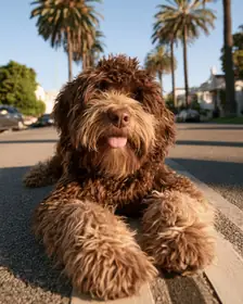 A labradoodle, the photo